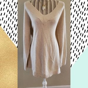 Double V-neck tunic sweater